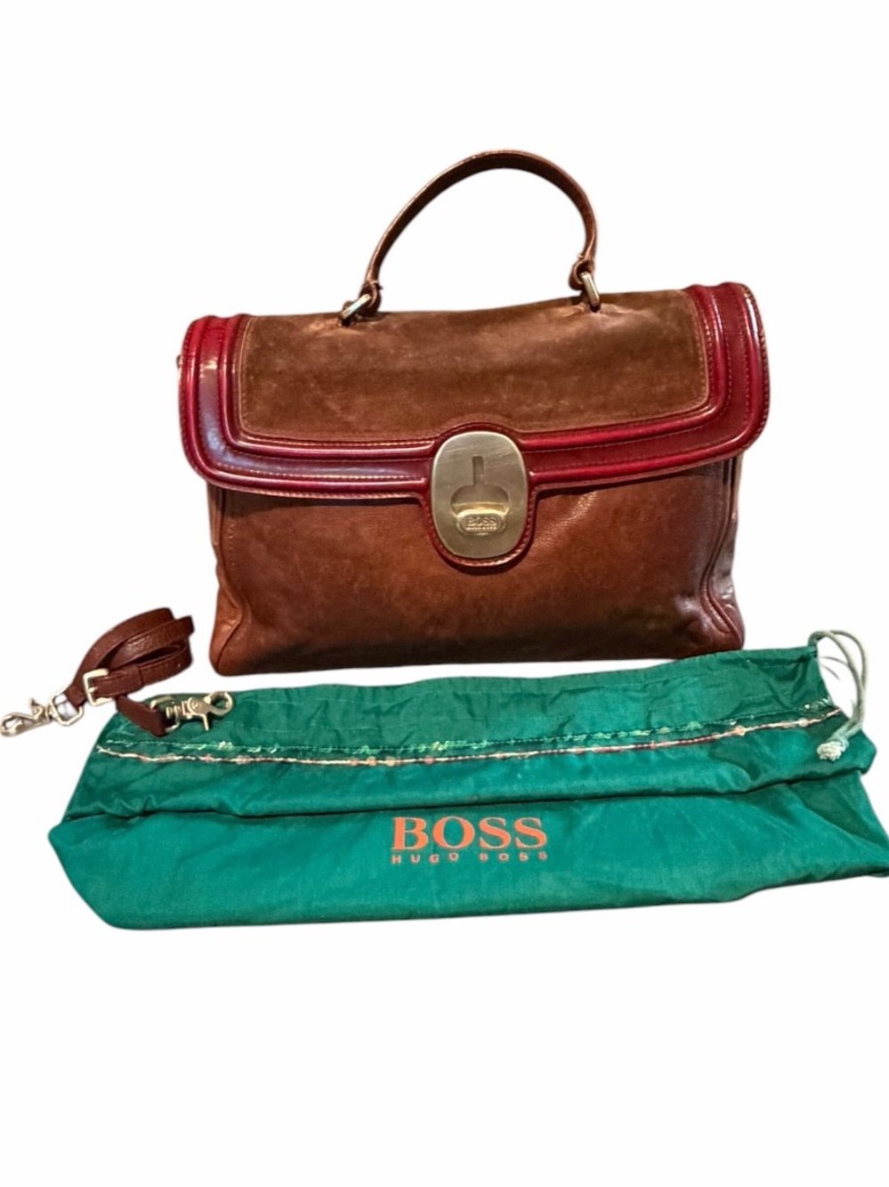 Hugo Boss Vintage Abissia Suede & Leather Handbag
